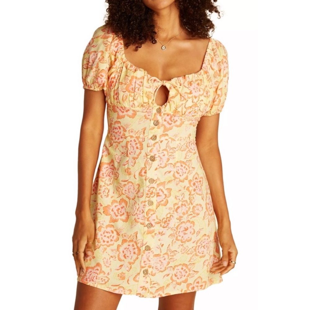 Billabong X Wrangler Far & Away Puff Sleeve Floral Dress Size M